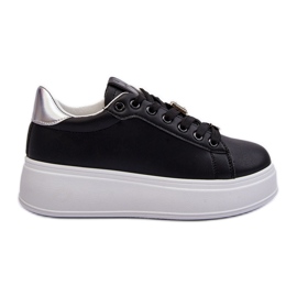 Pantofi Dama Platforma Cu Decoratiuni, Negru Herbisa