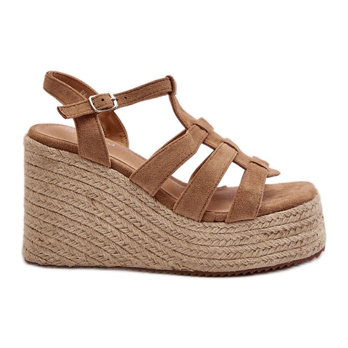 Sandale cu pană cu împletitură, Brown Gnosis maro