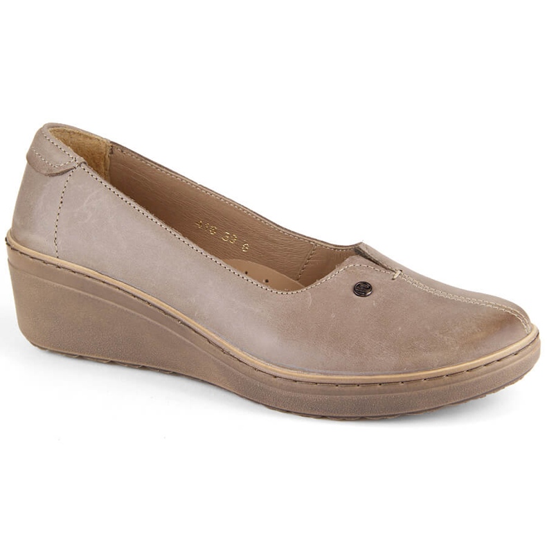 Pantofi slip-on de damă confortabili din piele, helios bej 416.02