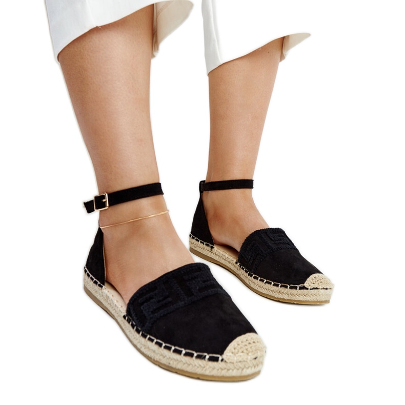 Espadrile negre cu broderie decorativă Sonja negru