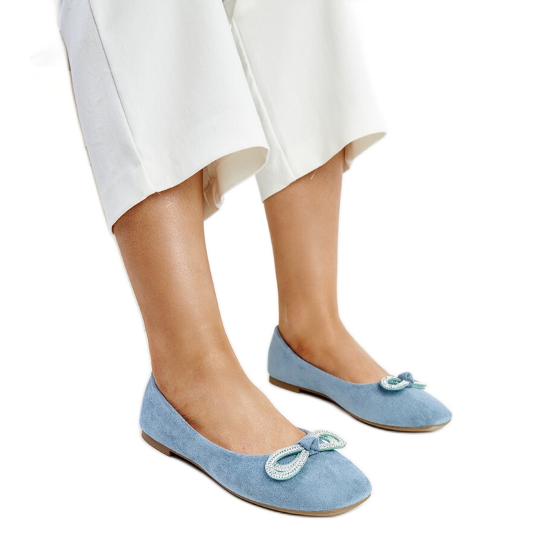 Balerini albastri cu fundita de Gaillou albastru Balerini albastri cu fundita de Gaillou albastru