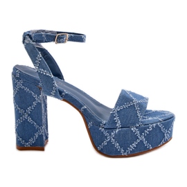 Sandale albastre din denim cu toc inalt Acrana albastru Sandale albastre din denim cu toc inalt Acrana albastru