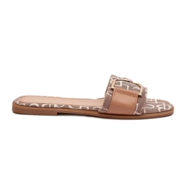 Flip-flops de damă strălucitori, cu decor maro