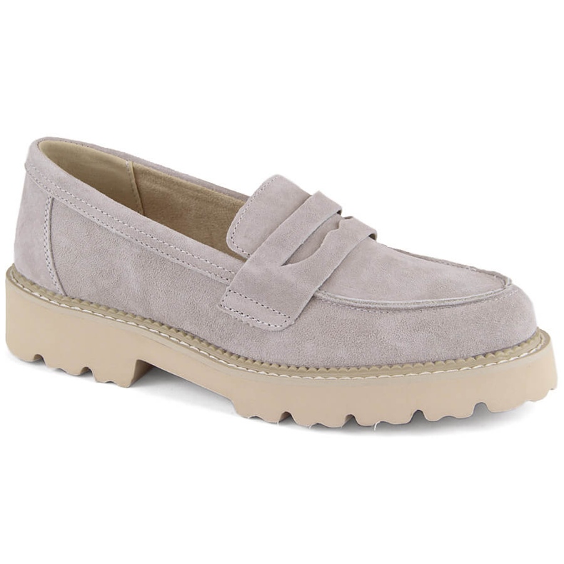 Pantofi din piele intoarsa mocasini dama tau Filippo DP6090 bej