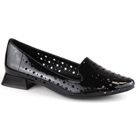 M. DASZYŃSKI Pantofi slip-on ajurati de damă patentați M.Daszyński SA178A-2 negru