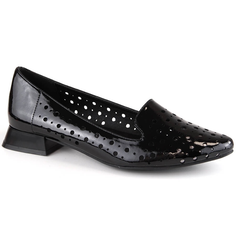 M. DASZYŃSKI Pantofi slip-on ajurati de damă patentați M.Daszyński SA178A-2 negru