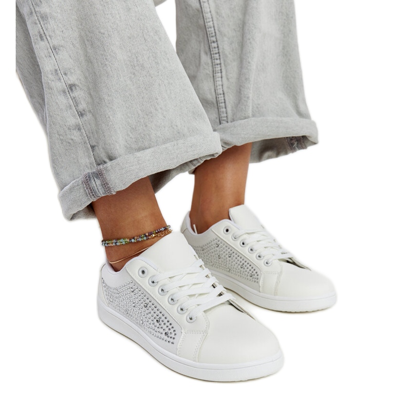 Tenisi sport albi cu strasuri Gyenes