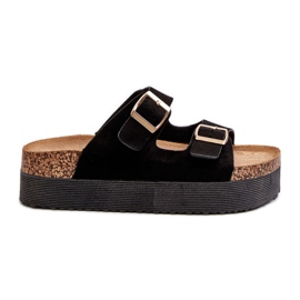 Flip Flops Damă Platformă Cu Catarame Negru Lolpey