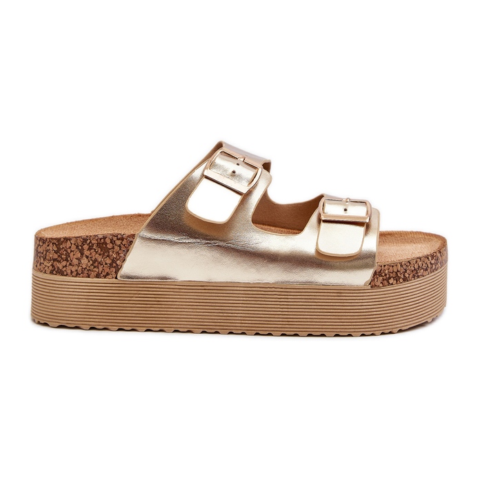 Flip-flops de damă cu platformă cu catarame Lolpey aurii de aur
