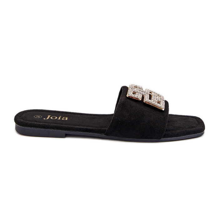 Flip-flops De Dama Cu Toc Plat Cu Decorat, Inaile Negru