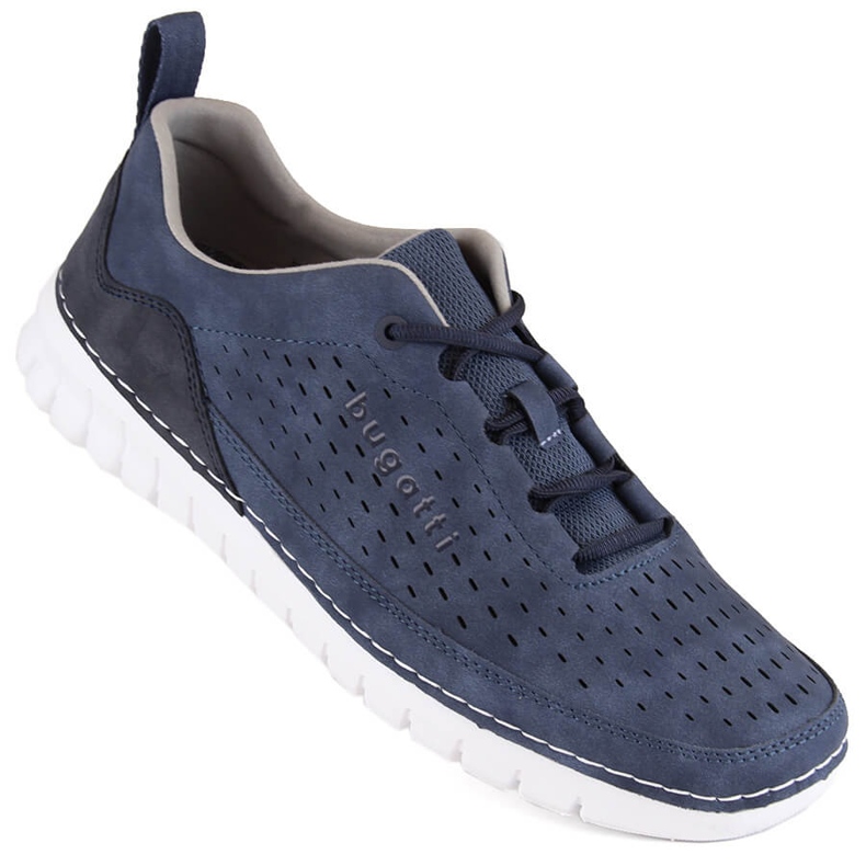 Pantofi sport ajurati confortabili pentru barbati, albastru inchis Bugatti NN153319