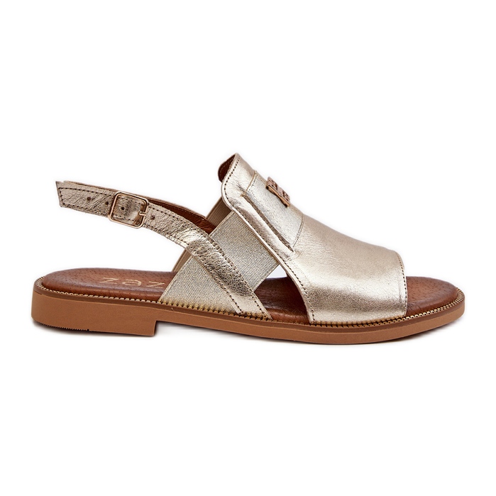 Sandale din piele pentru femei Zazoo 40385 Aur de aur