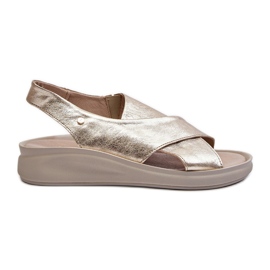 Sandale din piele pentru femei Zazoo 40392 Aur de aur Sandale din piele pentru femei Zazoo 40392 Aur de aur