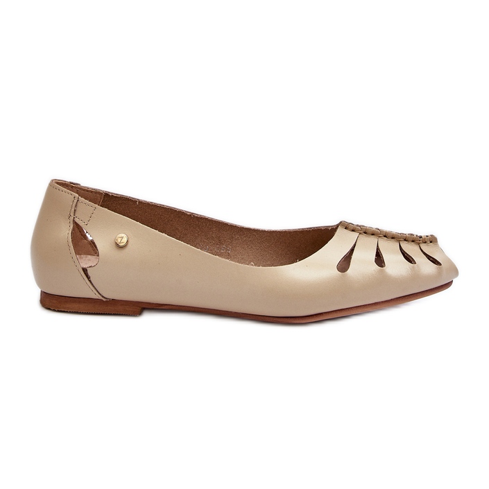 Zazoo 10009 Pantofi de balerini din piele confortabili pentru femei, bej