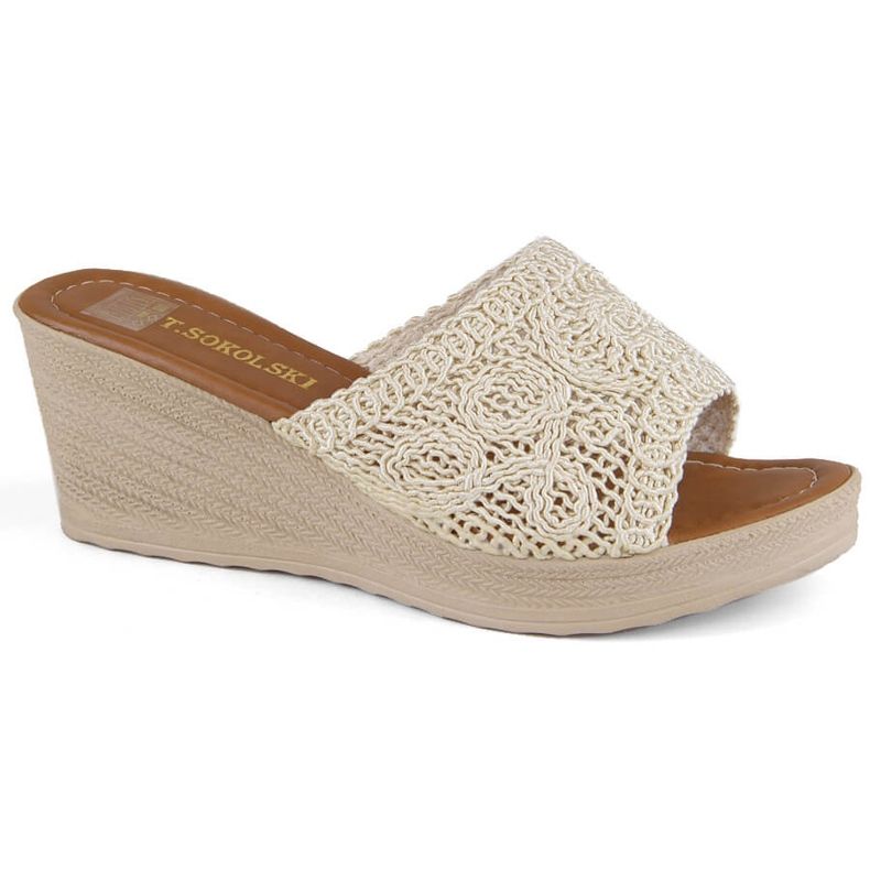 Sandale de damă bej cu pană T.Sokolski 321
