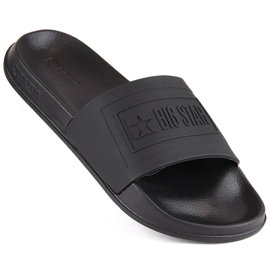 Șlapi de plajă pentru bărbați, negri, pentru piscină, Big Star NN174649 negru Șlapi de plajă pentru bărbați, negri, pentru piscină, Big Star NN174649 negru