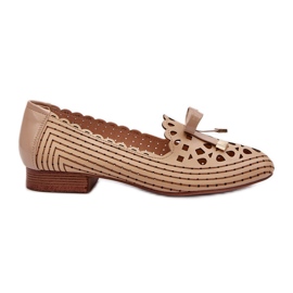 Jezzi Balerini ajurat de damă bej cu fundă Nestavia