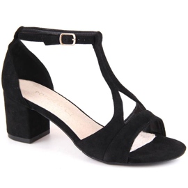 Sandale din piele intoarsa cu toc inalt Potocki W WOL224A, negre negru Sandale din piele intoarsa cu toc inalt Potocki W WOL224A, negre negru