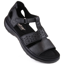 Sandale confortabile din piele Rieker W RKR668 negre negru Sandale confortabile din piele Rieker W RKR668 negre negru
