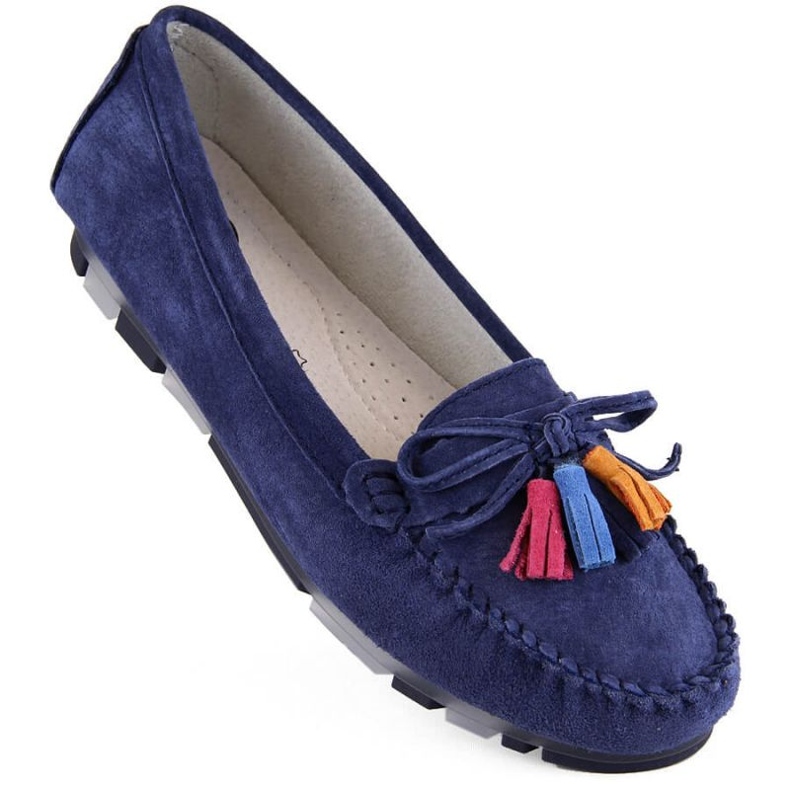 Mocasini Filippo W PAW506C din piele intoarsa cu franjuri, bleumarin