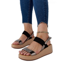 Sandale cu pană Tonka negru Sandale cu pană Tonka negru