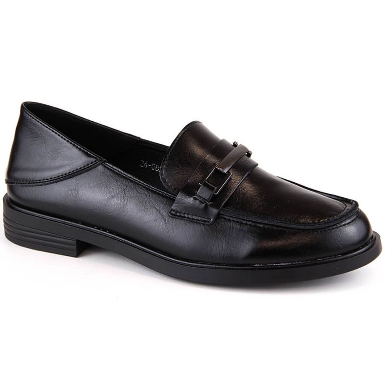 Vinceza W JAN280 pantofi cu toc joasă din piele neagră negru