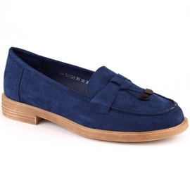 Vinceza W JAN281 pantofi de piele intoarsa albastra cu toc joasa albastru