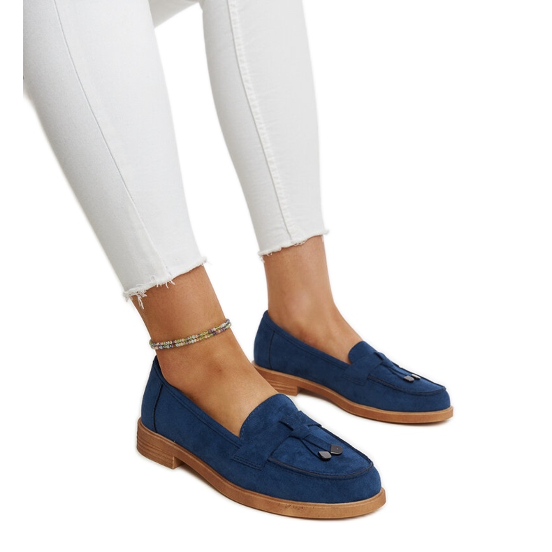 Mocasini bleumarin din piele intoarsa de la Vinceza albastru