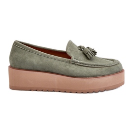 Mocasini De Dama Pe Platforma Cu Franjuri, Mialani Verde