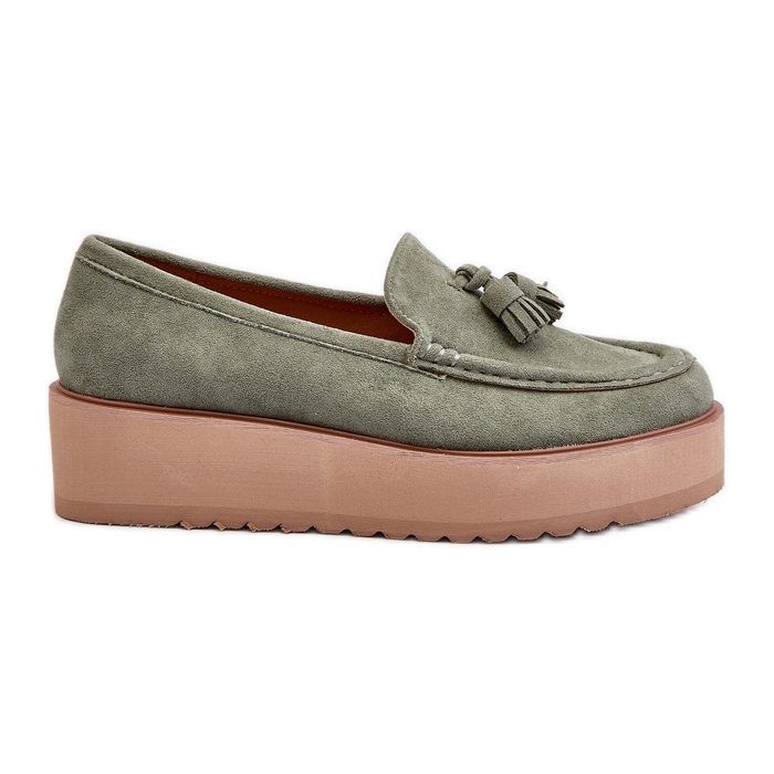 Mocasini De Dama Pe Platforma Cu Franjuri, Mialani Verde Mocasini De Dama Pe Platforma Cu Franjuri, Mialani Verde