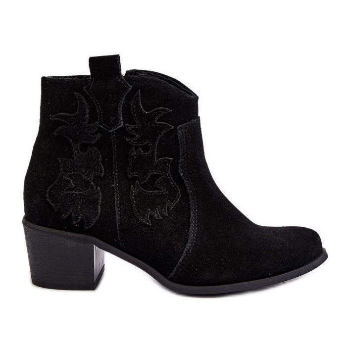 Cizme de cowboy din piele intoarsa Zazoo 3426 negre negru