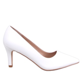 Pompe Greave White cu toc mic alb