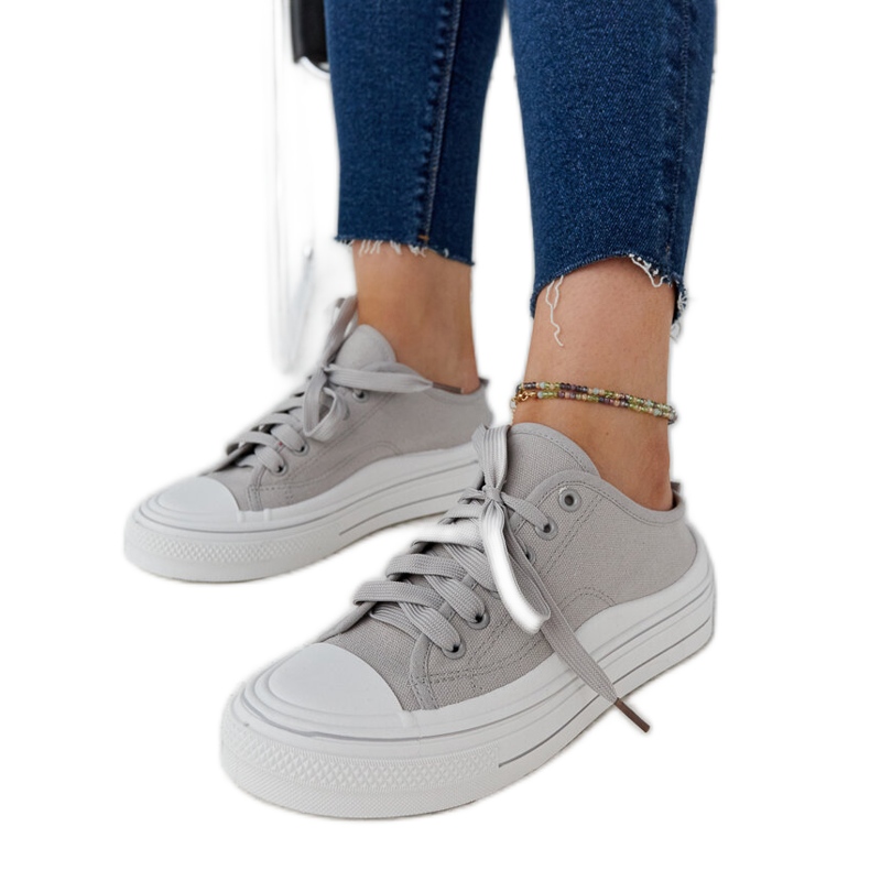 Tenisi gri cu platformă Fiori