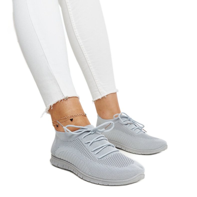 Tenisi gri din material Zahira