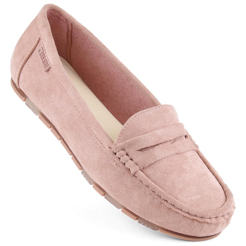 Mocasini confortabili de dama din piele intoarsa, roz Big Star NN274928