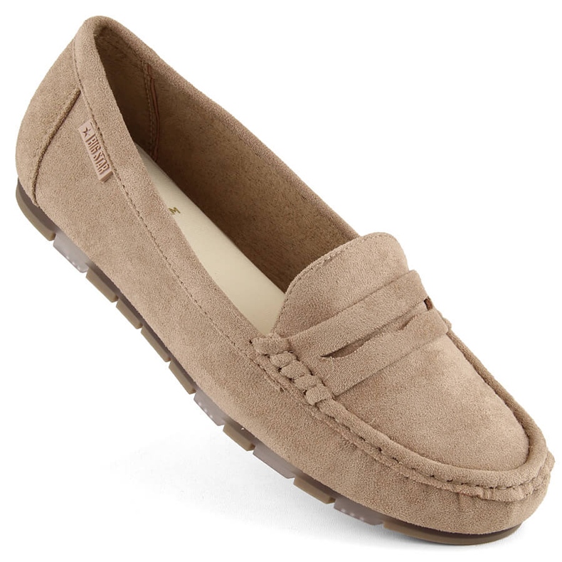 Mocasini confortabili de dama din piele intoarsa bej Big Star NN274930