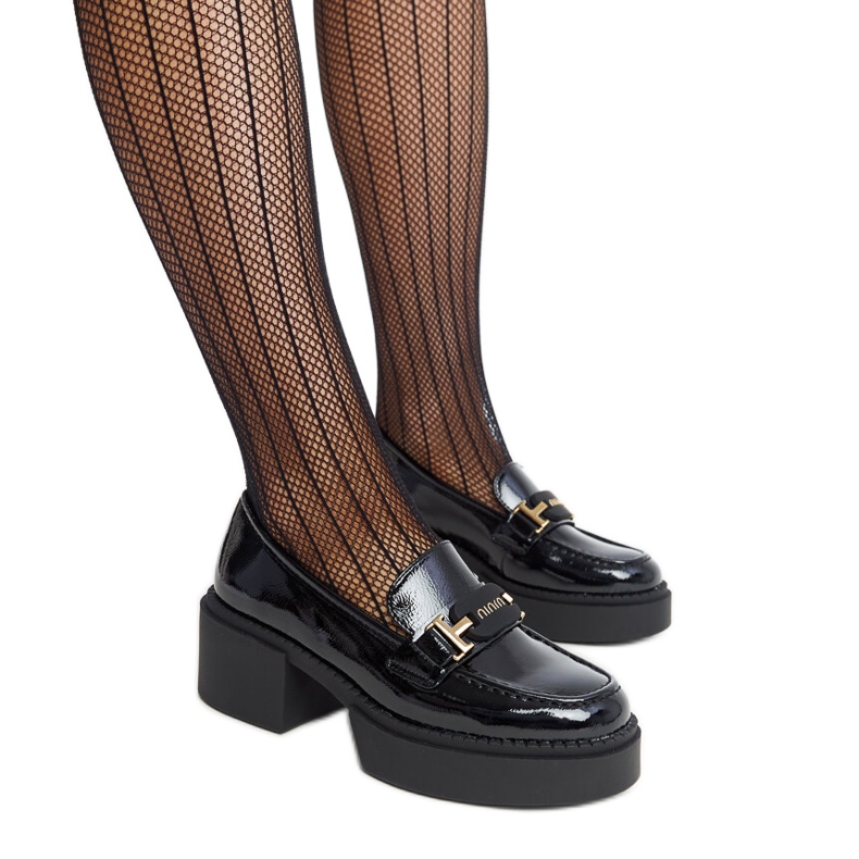 Pantofi cu toc înalt lacuit Vinceza negru