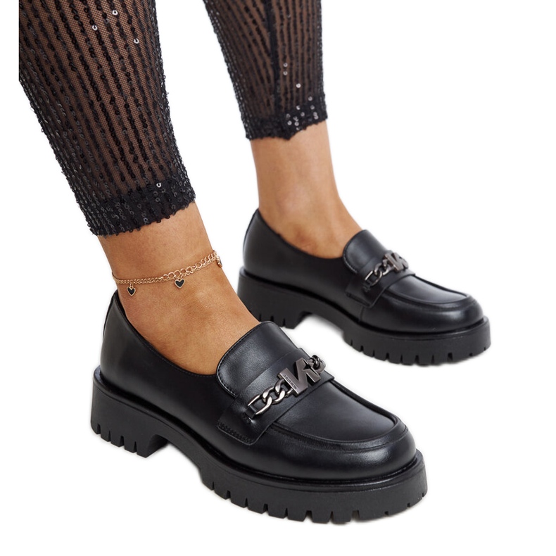 Mocasini Vinceza din piele neagra negru