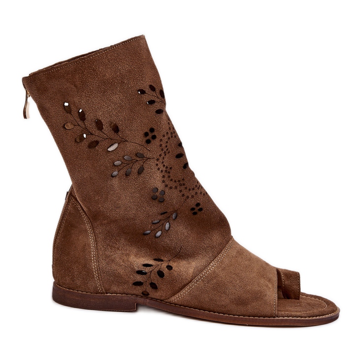 Sandale Zazoo 3437 pentru damă, din piele intoarsa, cu fermoar camel maro Sandale Zazoo 3437 pentru damă, din piele intoarsa, cu fermoar camel maro