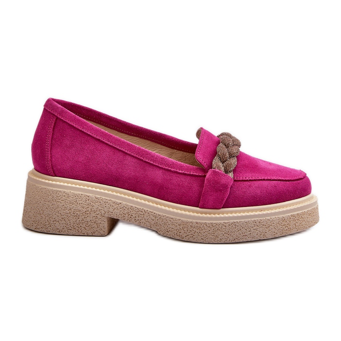 Zazoo 3429/W Mocasini de damă din piele intoarsa cu decor fucsia roz