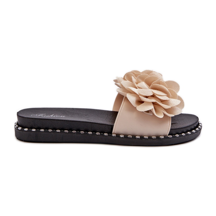 Flip-flops de damă decorate cu flori, bej Cellanen
