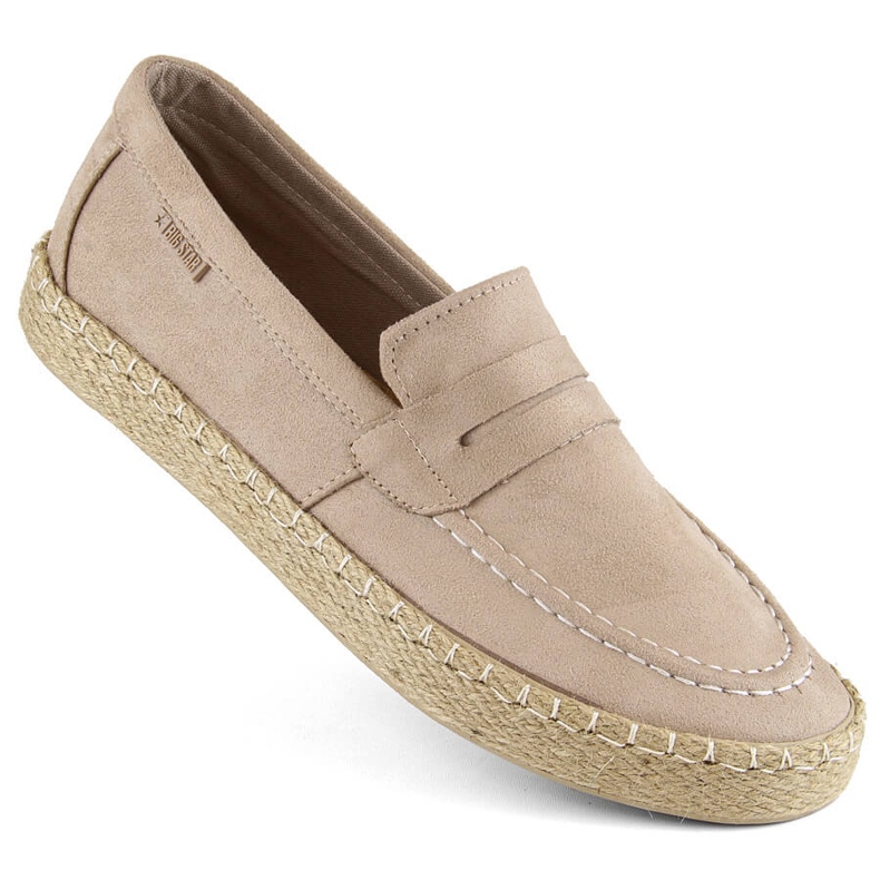 Pantofi pentru bărbați, mocasini espadrile cu slip-on, bej Big Star NN174049 Pantofi pentru bărbați, mocasini espadrile cu slip-on, bej Big Star NN174049