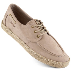Pantofi barbatesti din piele intoarsa, mocasini, espadrile bej Big Star NN174054 Pantofi barbatesti din piele intoarsa, mocasini, espadrile bej Big Star NN174054