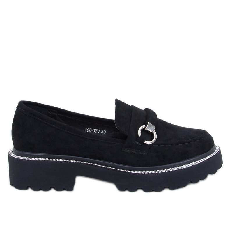 Mocasini Sheady Black din piele intoarsa cu talpa inalta negru