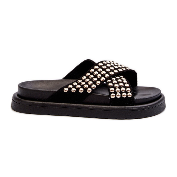 FG2 Flip-flops de damă cu platformă decorată Negru Niraela