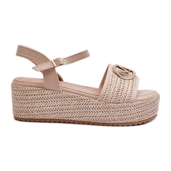 Sandale De Damă Cu Pană Cu Treci Bej Esalena