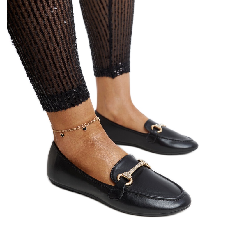 Mocasini negri cu cataramă decorativă, Paddy negru Mocasini negri cu cataramă decorativă, Paddy negru