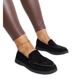 Pantofi Rumay din piele intoarsa neagra negru