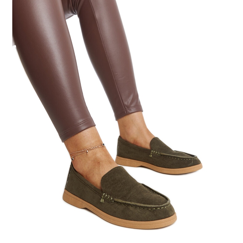 Pantofi de piele intoarsa verde inchis de la Rumay