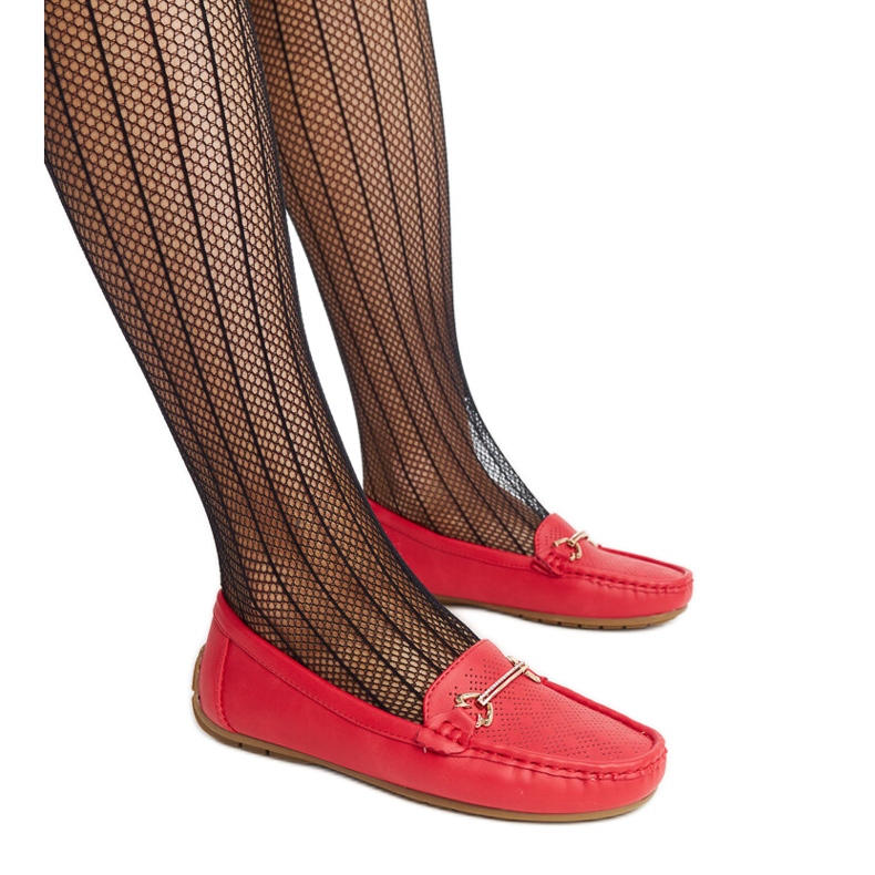 Mocasini roșii cu cataramă decorativă de la Adila roșu